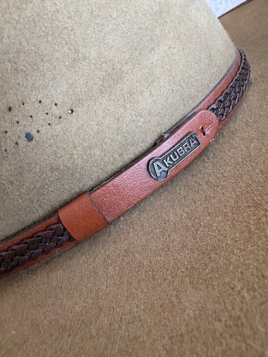 Akubra Imperial Quality Pure Fur Felt Outback Hat Tan Brown Size 56 Australia main image 12